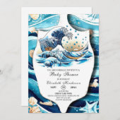 Pastel Ocean Waves Baby shower Kaart (Voorkant / Achterkant)