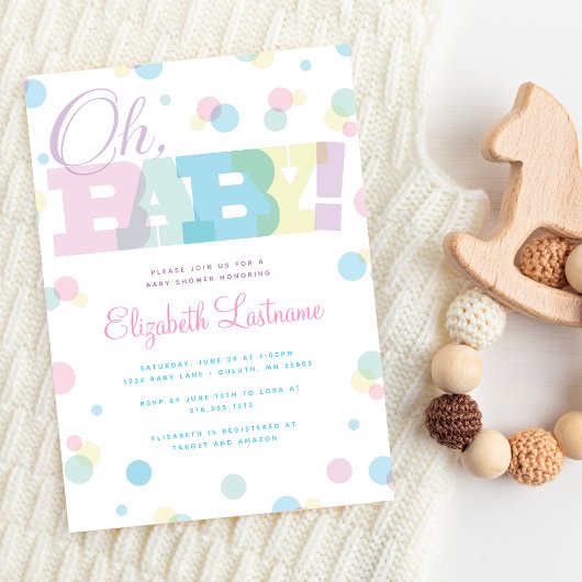 Pastel Oh Baby Baby shower Invitation