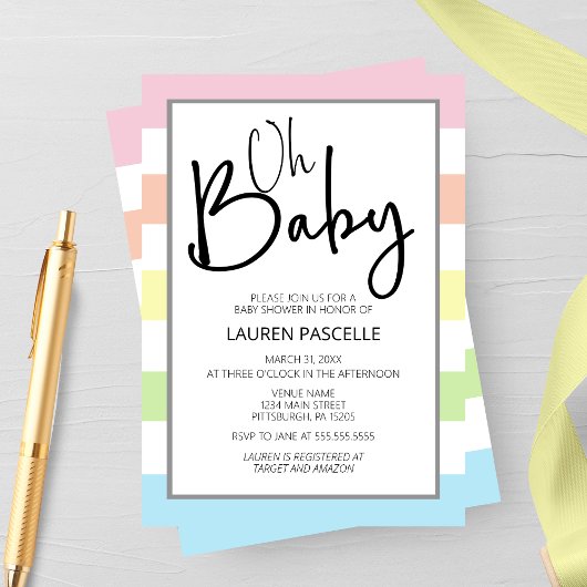 Pastel Oh Baby, Baby shower Invitation