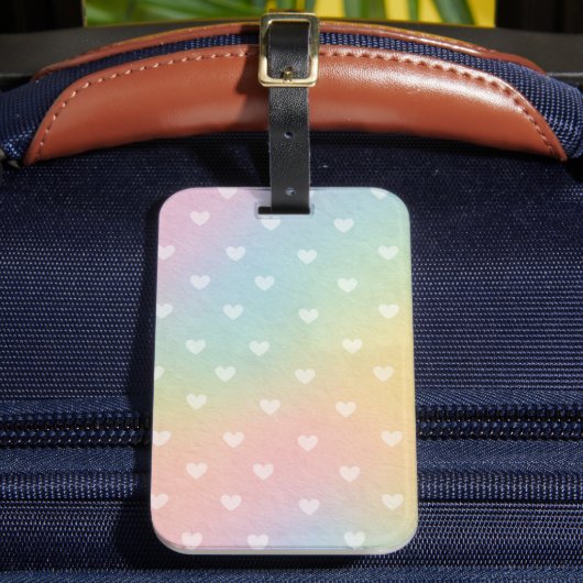 Pastel Ombre Hearts Pattern Bagagelabel (Voorkant Insitu 2)