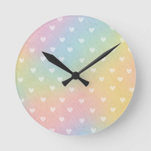 Pastel Ombre Hearts Pattern Ronde Klok