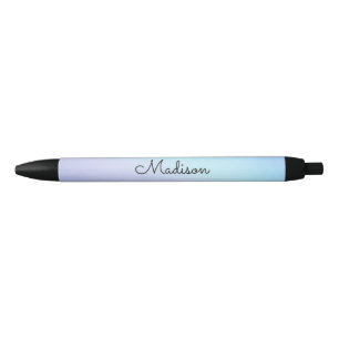Pastel Ombre Paars Aqua Cursive Name Zwarte Inkt Pen