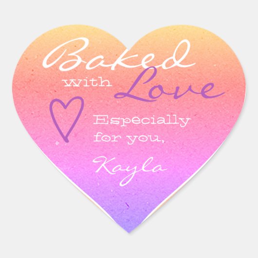 Pastel Ombre Paarse Roze Made Love Heart Shape Hart Sticker (Voorkant)