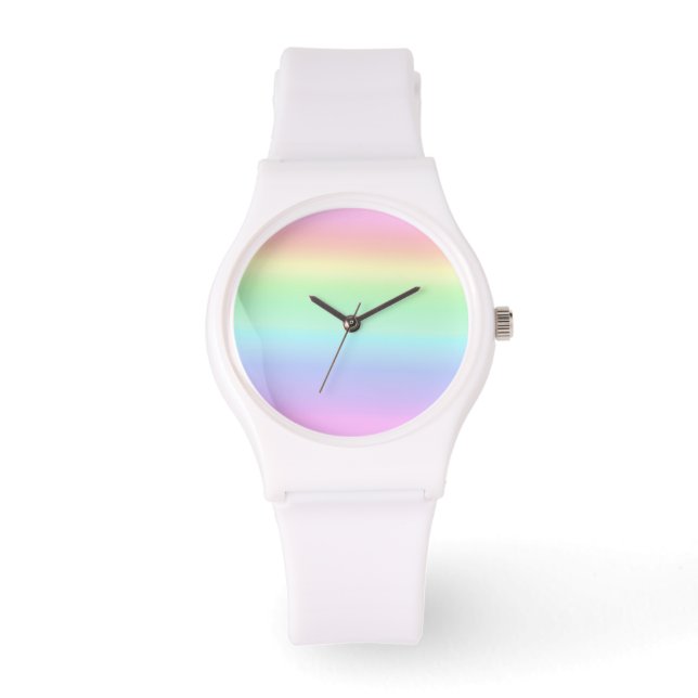 Pastel Ombre Rainbow Horloge (Voorkant)