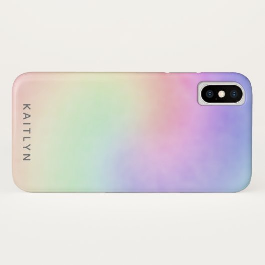  Pastel Ombre Rainbow Swirl Name Girly Case-Mate iPhone Case (Achterkant (horizontaal))