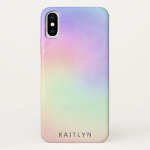 Pastel Ombre Rainbow Swirl Name Girly iPhone X Hoesje