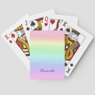 Pastel Ombre Rainbow voegt Jouw naam toe Pokerkaarten