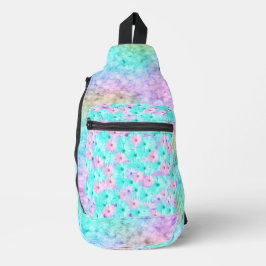 PASTEL OMBRE ROZE EN BLAUWE DAISY BLOEMEN SLING BAG