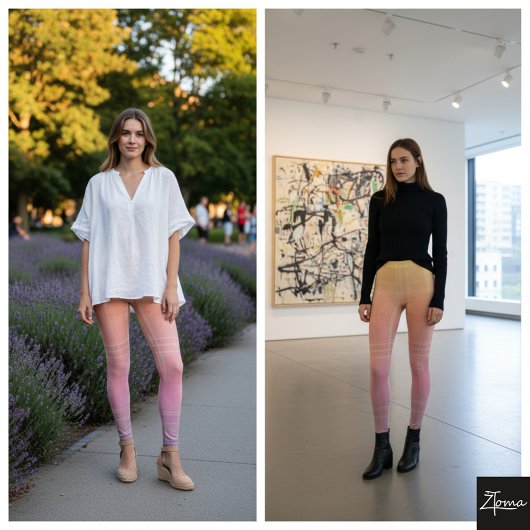 Pastel Ombre Vertical Plaid Gradient Texture Leggings