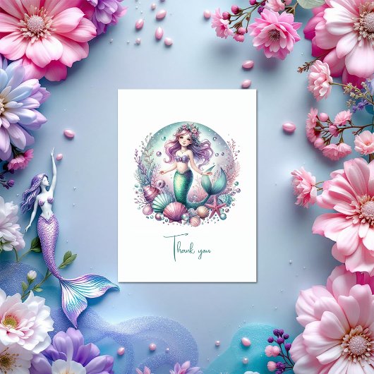 Pastel onder de verjaardag van het Zee meisje Bedankkaart