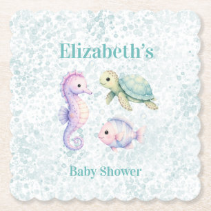 Pastel Onder de Zee Baby Shower Favor Kartonnen Onderzetters