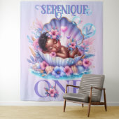 Pastel onder het Zee 1e verjaardag Afro-Amerikaan Wandkleed (In situ)