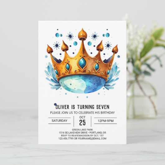 Pastel Online Prins Kroon Verjaardag Kaart (Staand voorkant)