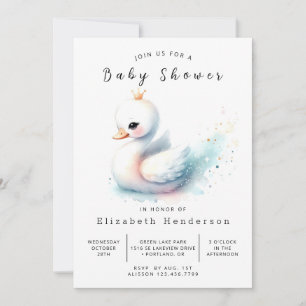 Pastel Online Swan Baby shower Kaart