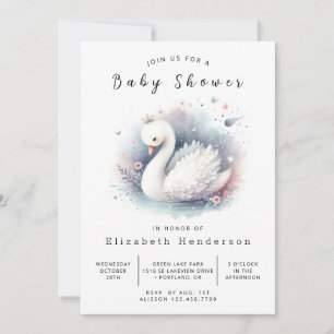 Pastel Online Swan Baby shower Kaart