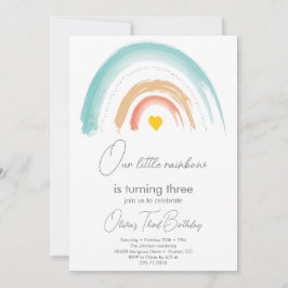 Pastel Onze Kleine Regenboog Verjaardagsfeestje Be Kaart