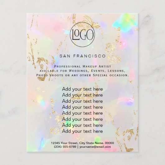 pastel opal FAUX holografen Flyer (Voorkant)