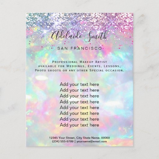 pastel opal glitter FAUX holografen Flyer (Voorkant)