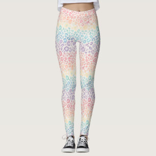 Pastel Opal Regenboog Luipaardprint Leggings