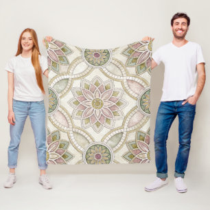 Pastel Opalescent Bloem Mozaïek - Mandala Fleece Deken