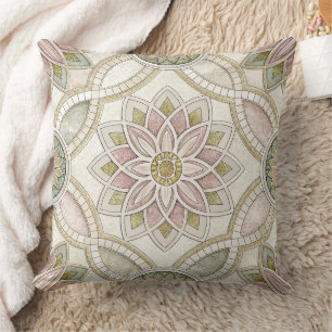 Pastel Opalescent Bloem Mozaïek - Mandala Kussen