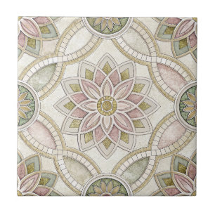Pastel Opalescent Bloem Mozaïek - Mandala Tegeltje