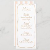 Pastel Orange Border Stried Mariage Menu (Devant / Derrière)