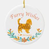 Pastel Orange Cavalier King Charles Spaniel Keramisch Ornament (Achterkant)