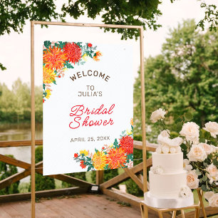 Pastel Oranje Lente Dahlia Bloemen Bruidsmeisjesfe Poster