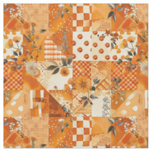 Pastel Oranje Patchwork Vintage Cottagecore Dekbed Stof