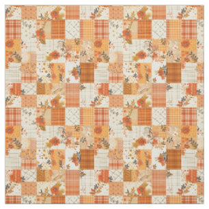 Pastel Oranje Patchwork Vintage Cottagecore Dekbed Stof