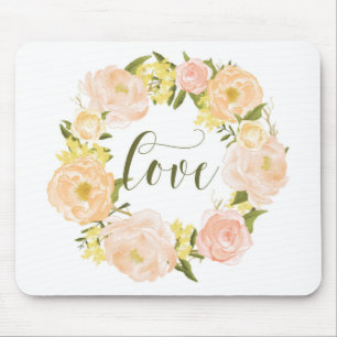 Pastel Oranje pioenenkrans liefdesbrief Muismat