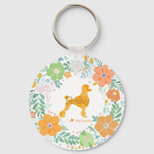 Pastel Oranje Poodle Silhouet - Naam & Foto Sleutelhanger