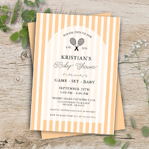 Pastel Oranje Tennis Country Club Baby shower Kaart