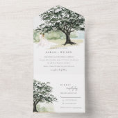 Pastel Paar Floral Tuin Bouw Botanische bruiloft All In One Uitnodiging (Binnen)