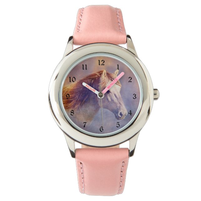 Pastel paard horloge (Voorkant)
