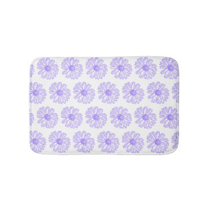 Pastel Paars Daisy Flower Print, Hippie Floral Badmat