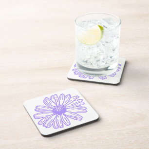 Pastel Paars Daisy Flower Print, Hippie Floral Bier Onderzetter