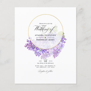 Pastel Paars en Goud Geometrisch Herbarium Bruilof Flyer