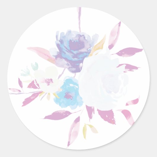 Pastel Paars Floral Waterverf Sticker (Voorkant)