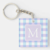 Pastel Paars Gingham Monogram Sleutelhanger (Voorkant)