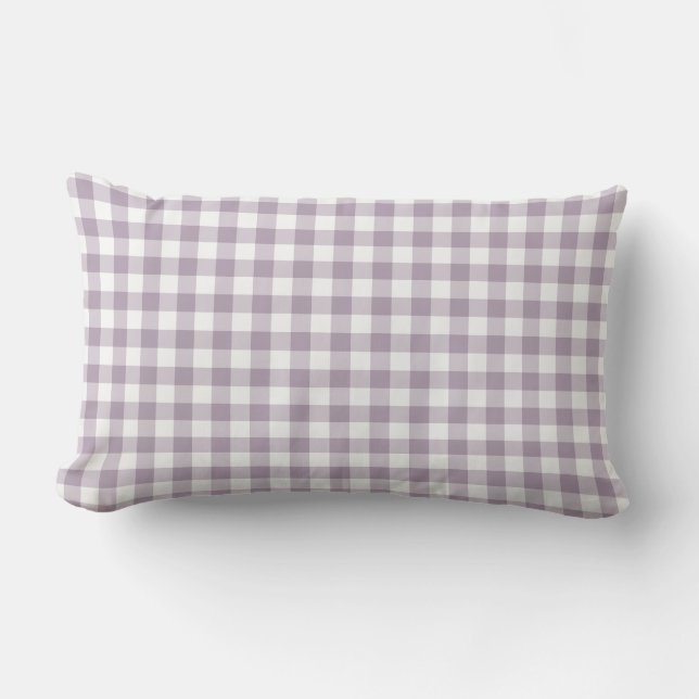 Pastel Paars Gingham Pattern gecheckt Buitenkussen (Voorkant)