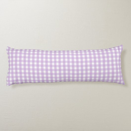 Pastel Paars Gingham Pattern Lichaamskussen (Achterkant)