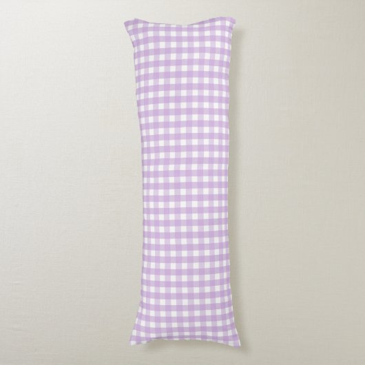 Pastel Paars Gingham Pattern Lichaamskussen (Voorkant Verticaal)
