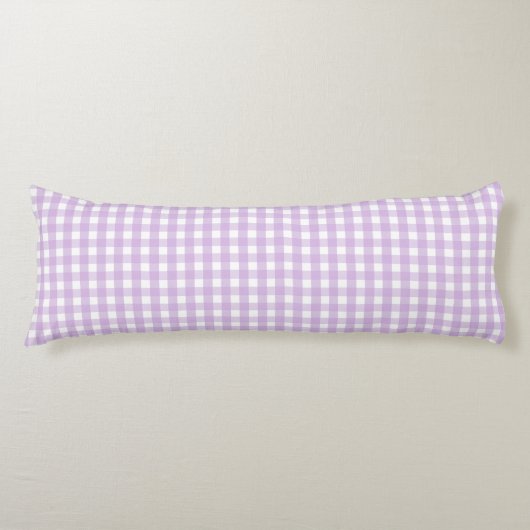 Pastel Paars Gingham Pattern Lichaamskussen (Voorkant)
