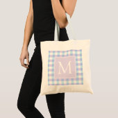 Pastel Paars Gingham Tote Bag (Voorkant (product))