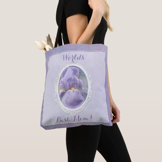 Pastel Paars Iris Moederdag Canvas tas (Dichtbij)