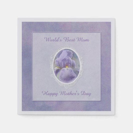 Pastel Paars Iris Moederdag Papier Napkins Servetten (Voorkant)