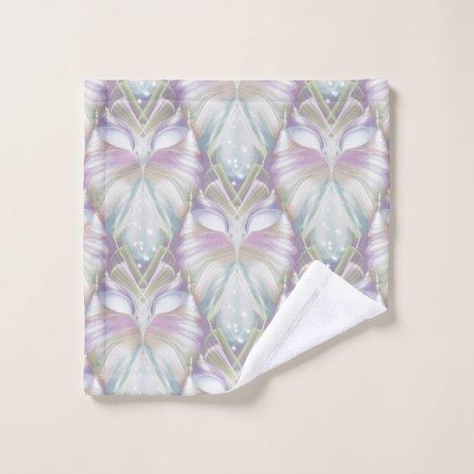 Pastel Paars Oracle Owl Patroon Bad Handdoek (Wasdoekje)