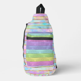 PASTEL PAARSE BLAUW GEEL GROEN ROZE STREPEN SLING BAG